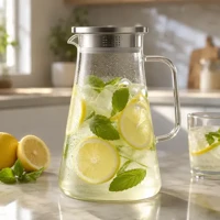Jarra Vidro Borossilicato 1,7l Tampa Inox Filtro Premium Transparente em oferta
