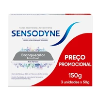 Sensodyne Creme Dental, Sensibilidade e Branqueador Extra Fresh Leve 3 e Pague 2, Anti Tártaro, 50g  em oferta