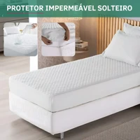 Imagem da oferta Protetor De Colchão Impermeável Solteiro Matelado Resistente A Líquidos Antiácaro Antialérgico Branc