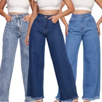 Imagem da oferta Calça Jeans Feminina Cintura Alta Wide Leg