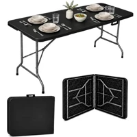 Imagem da oferta Mesa Dobrável 1,80m Portátil Preta Tipo Maleta com Alça – Resistente e Leve, Ideal para Camping, Pra