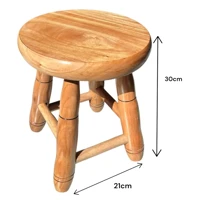 Banquinho De Madeira Banqueta Pequena Tamborete 29cm Altura Cera Natural em oferta