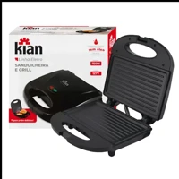 Imagem da oferta Sanduicheira Grill 2 Em 1 Kian Preta Elétrica 750w Cor Preto