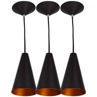 Imagem da promoção Kit 3 Pendentes Cone Preto Com Cobre - 3 unidades