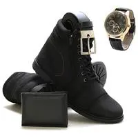 Kit Bota Masculina Coturno Lona + Relógio + Carteira + Cinto JDK em oferta na Amazon