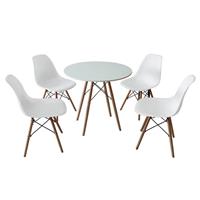 Imagem da promoção Conjunto Mesa de Jantar 80cm e 4 Cadeiras Eames Branco