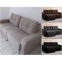 Imagem da promoção Sofá 3 Lugares Retrátil Lubeck Suede Preto 180 cm - Mobly