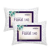 Imagem da promoção  Kit 2  Travesseiro Floral Encanto Branco Puro Casa Dona