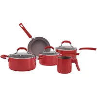 Jogo de Panelas Brinox Revestimento Cerâmico - de Alumínio Vermelho 5 Peças Premier em oferta na Magazine Luiza
