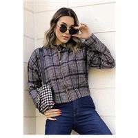 Imagem da promoção Jaqueta Xadrez Cropped Flanelada Under79 Com Capuz Preta