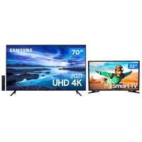 Imagem da promoção Smart TV 70” Crystal 4K Samsung 70AU7700 Wi-Fi - Bluetooth HDR + Smart TV HD LED 32”