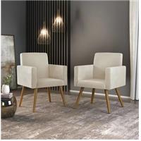 Imagem da promoção Kit 02 Poltronas Decorativa Sala Oferta Bege - Balqui Decor