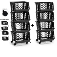 8 Cestos Empilhavel Organizador G com Rodinhas Extensivel Gondola Expositor - Smart em oferta na Magazine Luiza