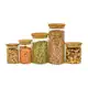  Kit 5 Potes de Vidro Hermético com Tampa de Bambu para Mesa - Oikos em oferta