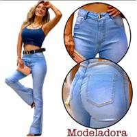 Imagem da promoção Calça Flare Modeladora Jeans Feminina Cintura Alta Com Lycra - Wild Concept