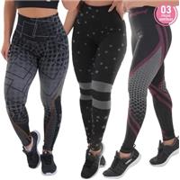 Imagem da promoção Kit 3 Leggings Mescla Sublimada Zero Transparência - Click Mais Bonita