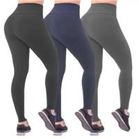 Imagem da promoção Kit 3 calças legging cintura alta feminina suplex básica moda fitness academia Águas Claras