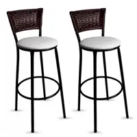 Kit 2 Banquetas Hawaii Bistrô Encosto Junco Marrom Pintura Epóxi Aço Preto Assento Branco - Metal Fl em oferta na Magazine Luiza