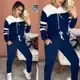 Conjunto Moletom Feminino Inverno Frio Malha Crepe com Capuz Azul Marinho M G e GG - Procopio Store em oferta