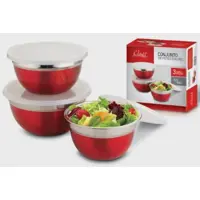 Conjunto De Potes Vermelho Em Inox c/ Tampa 3 Peças Class Home em oferta na Americanas