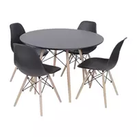 Imagem da promoção Conjunto mesa eames preta 90cm e 4 cadeiras eames pp preta - La Mobilia