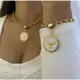 Kit Conjunto Colar e Pulseira Elo Português Pingente Divino Espirito Santo Folheado Ouro 18k Preto B em oferta