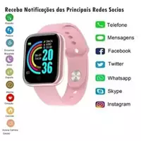 Imagem da promoção D20 Rosa Relógio Digital Smart Feminino e Masculino Pulseira Removível - Smart-watch - Boogle