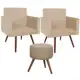 Kit poltrona nina + puff bege pes palitos - m decor em oferta