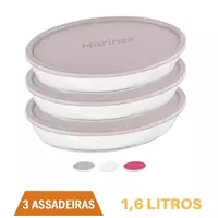 Imagem da promoção Assadeira Vidro C/ Tampa Assados e Doces 1,6L Marinex - 3Un