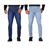 Imagem da promoção Kit 2 Calças Jeans Masculina Lycra Slim Atacado Colorida - DIAMANTE VERDE