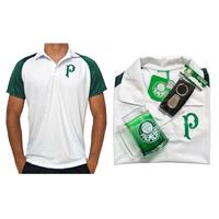 Imagem da promoção Kit Palmeiras Oficial - Camisa Polo Tide + Caneca + Chaveiro - Masculino - Branco