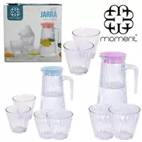 Imagem da promoção Jarra de vidro 800ml com tampa de plastico + 4 copos 210ml - MOMENT