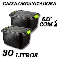 Imagem da promoção Kit 2 Caixas Organizadora 30l Grande C/Tampa e Trava Cesto para Brinquedos e Multiuso