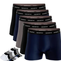 Imagem da promoção Kit 5 Cuecas Boxer Masculinas Adulto Box + 3 Pares Meias Original - Sandrini