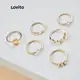 6 Peças de Conjunto de Anéis Geometria Elegante Simples de Pérolas Artificiais de L17M153 (Ouro) em oferta