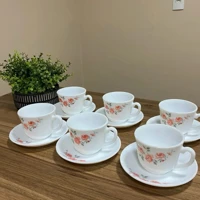 Imagem da promoção Jogo de Xícaras e Pires decoradas em porcelana 12 peças Lindos modelos ENVIO IMEDIATO