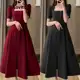 Lovito Elegante Vestido Feminino de Festa Liso com Fenda LNE27028 (Multicolorido) em oferta