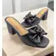 Sandália Tamanco Feminina Salto Bloco Médio Detalhe Laço Cores Básicas Preto, Antique,Rosa,Offwhite em oferta