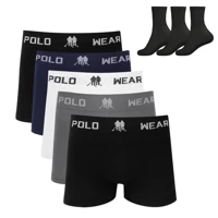 Imagem da promoção Kit 5 Cueca Boxer Polo Wear Microfibra Sortido + 3 Meias M11