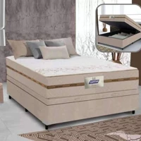 Imagem da promoção Cama box Gazin Flora bege casal baúl 1.88m x 1.38m