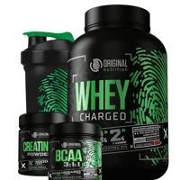 Imagem da promoção Kit Whey Protein Charged Original + Bcaa + Creatina + Shaker - Melhor custo benefício