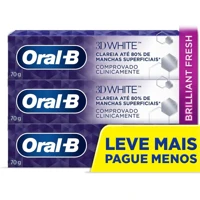 Imagem da promoção Creme Dental Clareador Oral-B 3D White Brilliant Fresh 70g - 3 Unidades