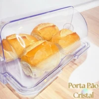 Imagem da promoção Porta Pão Cristal Com Tampa Articulável Para Mesa Guarda Pães Bolachas Doces