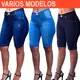 Bermuda Jeans Feminina Ciclista Lycra Elastano Tradicional Até o Joelho Cintura Alta em oferta