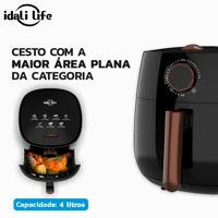 Imagem da promoção Air Fryer Fritadeira Elétrica 4L Sem Óleo 1400w Cozimento Inteligente Com Temporizador Idali Life