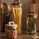 Kit 3 Potes mantimentos Porta alimento de vidro borossilicato com tampa e alça de madeira armazename em oferta