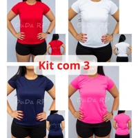 Imagem da promoção Kit 3 Camiseta Dry Fit Feminina Poliéster