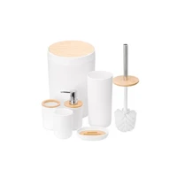 Imagem da promoção Kit De Acessórios Para Banheiro Lavabo Toalete Conjunto Completo De Bamboo