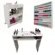 Kit Para Manicure Com Mesa + Prateleira de Esmaltes + Carrinho Auxiliar com 3 Bandejas e Rodinhas MD em oferta