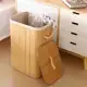 Cesto de Roupa Suja 57CM Lavanderia em Bambu com tampa Retangular Forrado com Alça Quarto Banheiro em oferta